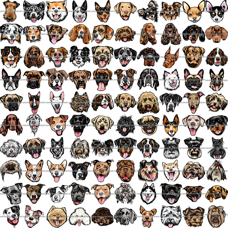 100 DOG BREED HEADS Color Designs Volume 01 BUNDLE OF THE CENTURY RETAIL PRICE $300.00!