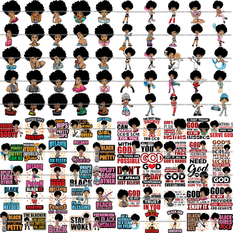 Special Bundle 100 Afro Lola SVG Files For Cutting and More!