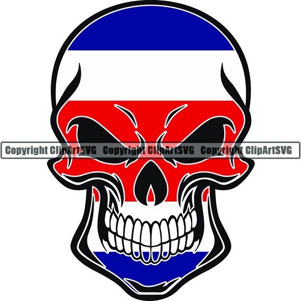 Country Flag Skull Costa Rica ClipArt SVG