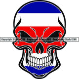 Country Flag Skull Costa Rica ClipArt SVG