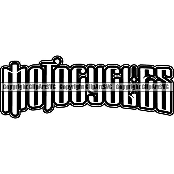 Motorcycle Bike Chopper Text ClipArt SVG