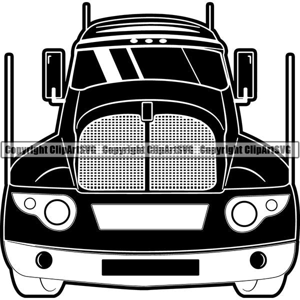 Truck Driver Trucking Trucker Driving Transportation Semi Flatbed Tractor Trailer ClipArt SVG