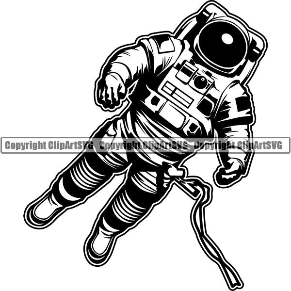clipart astronaut black and white