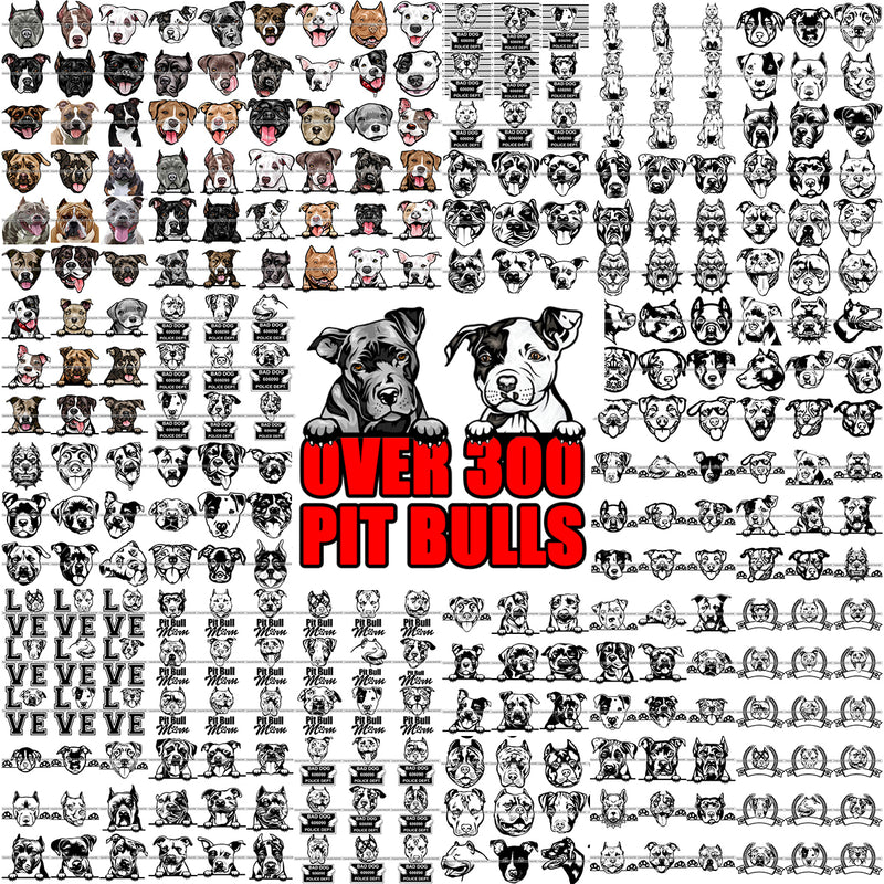 300 PIT BULL DESIGN GIGANTIC MEGA BUNDLE! RETAIL PRICE $899.99!