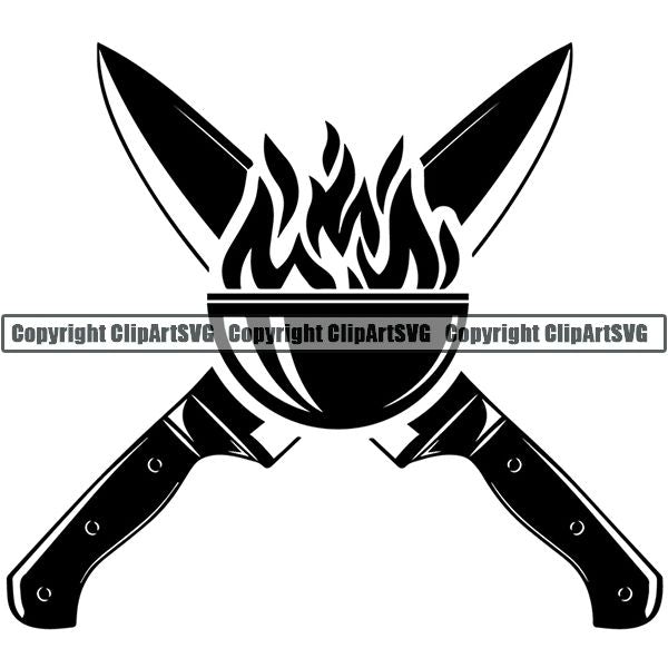 Cooking BBQ Bar-B-Que Barbque Chef Cook Butcher Logo ClipArt SVG