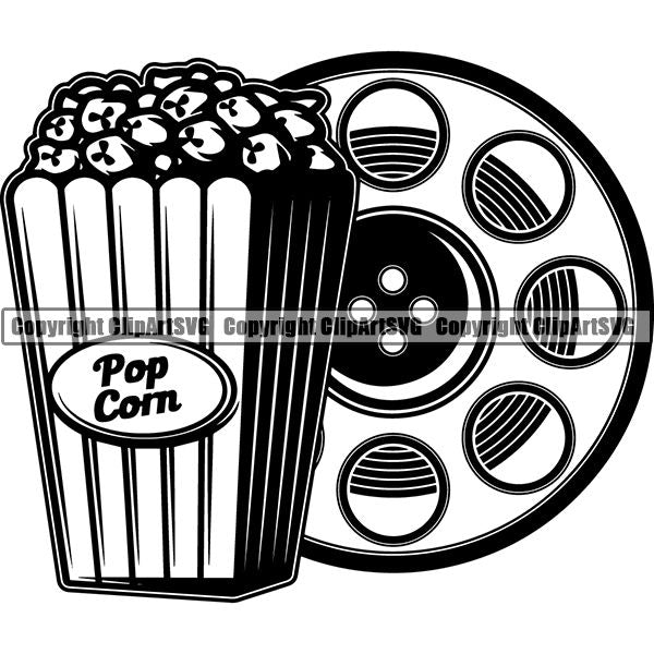 Acting Actor Movie Performer Performance Movie Reel Popcorn ClipArt SVG