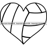 Sports Game Volleyball Heart Love ClipArt SVG