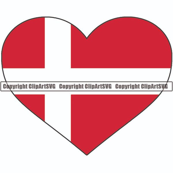 Country Flag Heart Denmark ClipArt SVG