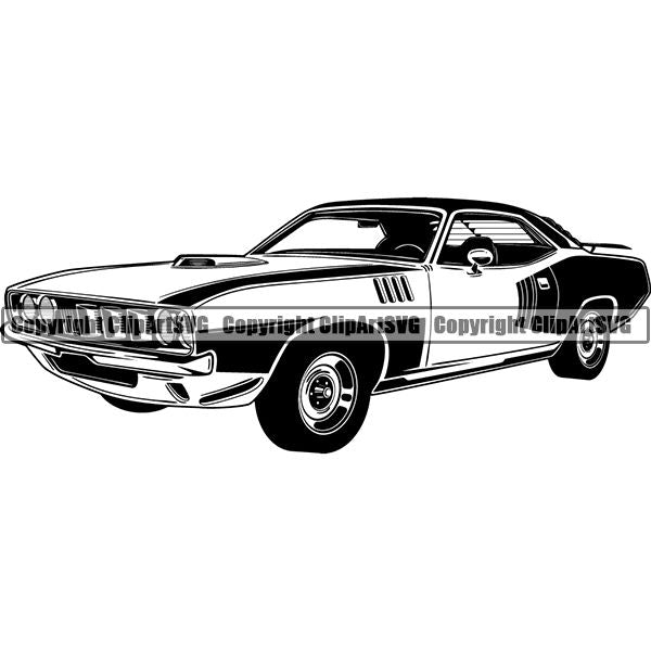 Sports Car Vintage Retro Classic ClipArt SVG