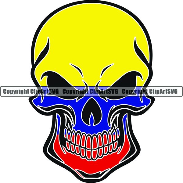 Country Flag Skull Colombia ClipArt SVG