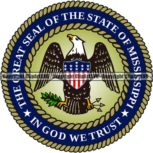 State Flag Seal Mississippi ClipArt SVG