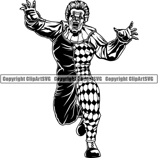 Evil Scary Clown ClipArt SVG