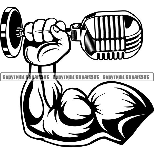 Microphone Mic Audio Music Record Broadcast Podcast Webinar Equipment Logo ClipArt SVG