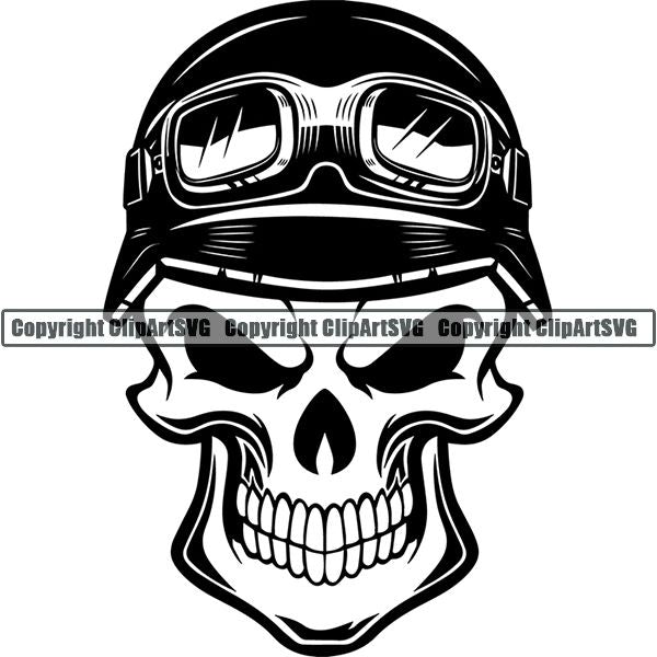 Motorcycle Bike Chopper Skull Helmet ClipArt SVG