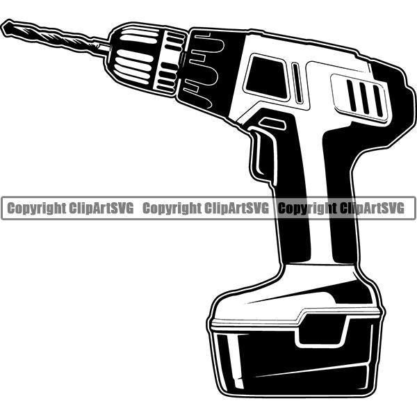 Mechanic Repair Shop Garage Electric Drill ClipArt SVG