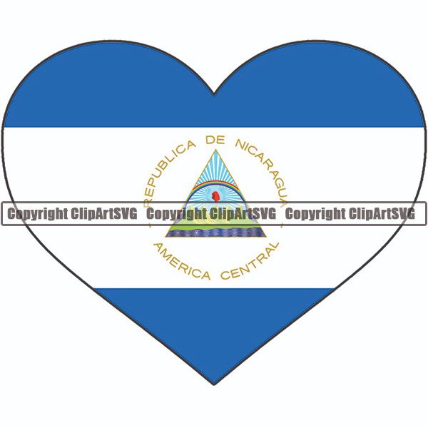 Country Flag Heart Nicaragua ClipArt SVG