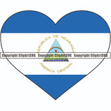 Country Flag Heart Nicaragua ClipArt SVG