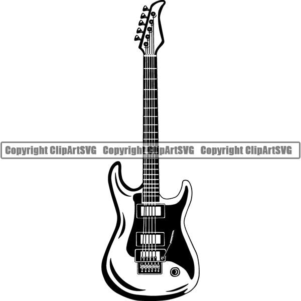 Music Musical Instrument Guitar Electric 6mm4d ClipArt SVG