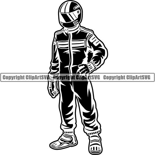 Sports Car Racing Driver ClipArt SVG