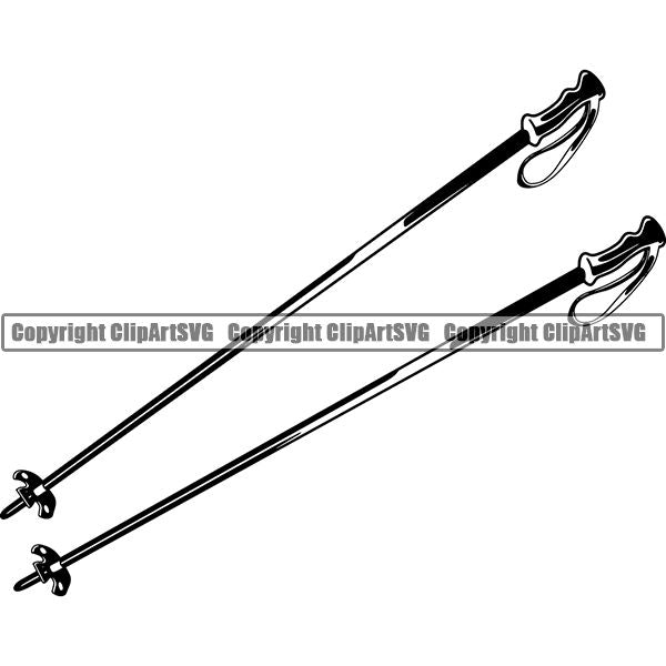 Sports Skiing Ski Snowboarding Snowboard Ski Poles ClipArt SVG