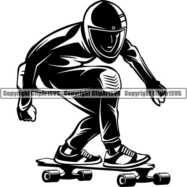 Sports Skateboarding Skateboard Long Board Downhill Speed ClipArt SVG