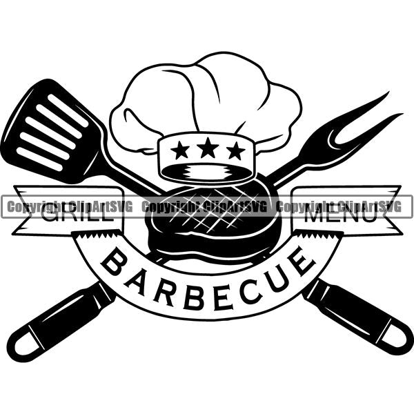 Cooking BBQ Bar-B-Que Barbque Chef Cook Butcher Logo ClipArt SVG