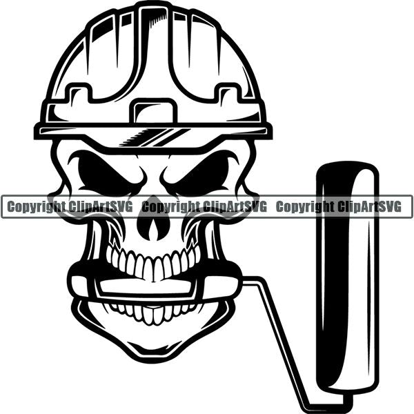 Painting Service Painter Paint Skull Helmet ClipArt SVG