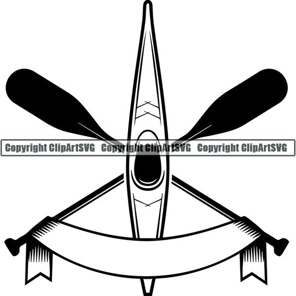 Kayak Kayaking Canoe Canoeing Raft Rafting Paddle Ore Logo ClipArt SVG