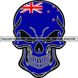 Country Flag Skull New Zealand ClipArt SVG