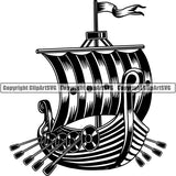 Viking Warrior Ship ClipArt SVG