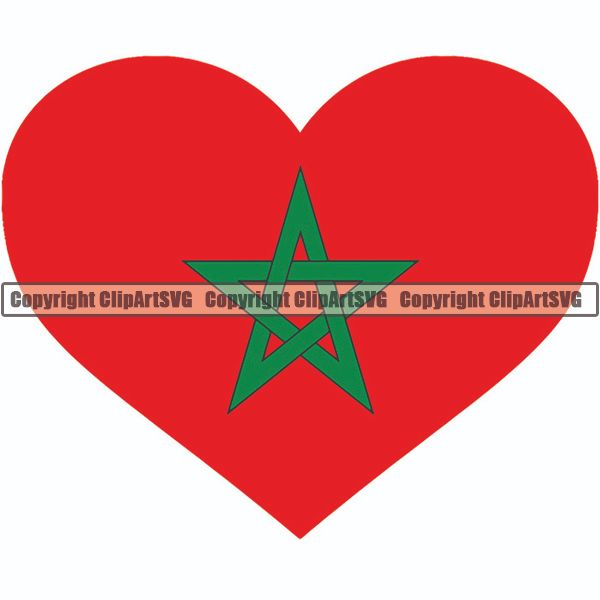 Country Flag Heart Morocco ClipArt SVG