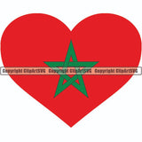 Country Flag Heart Morocco ClipArt SVG