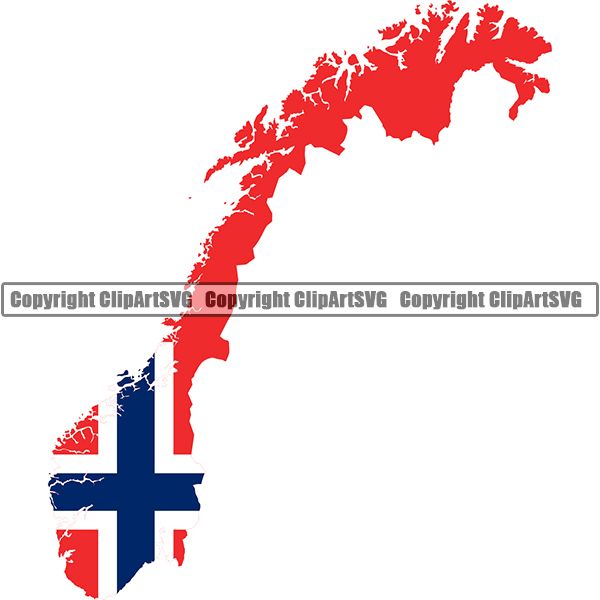 Country Flag Map Norway ClipArt SVG