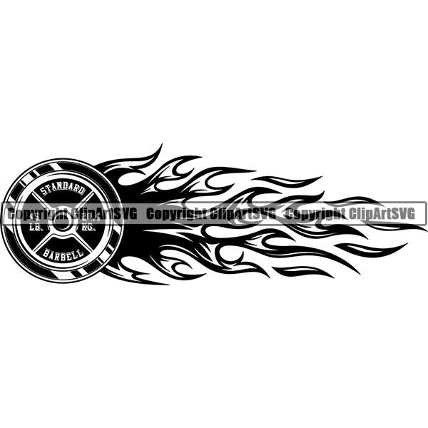 Gym Sports Bodybuilding Fitness Muscle Fire ClipArt SVG