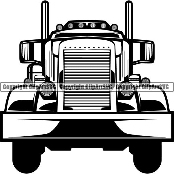 Truck Driver Trucking Trucker Driving Transportation Semi Tractor Trailer Logo ClipArt SVG