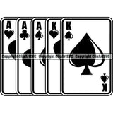 Game Poker Card Full House Flat ClipArt SVG