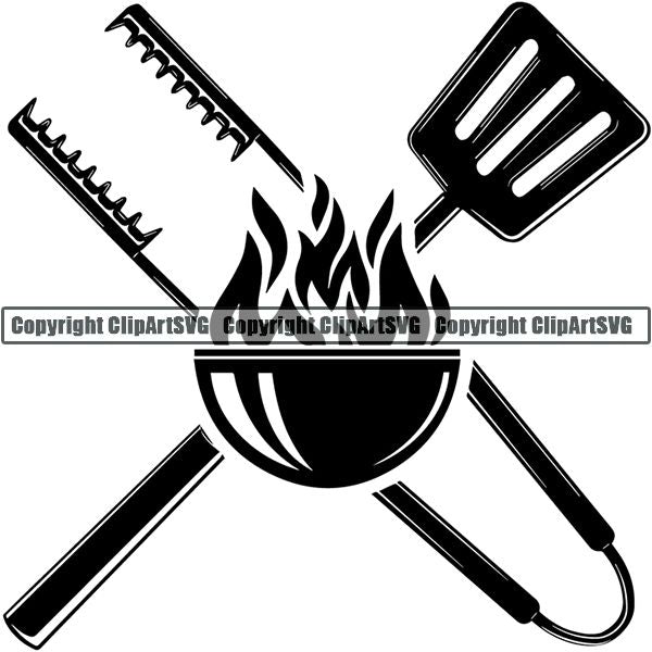 Cooking BBQ Bar-B-Que Barbque Chef Cook Butcher Logo ClipArt SVG