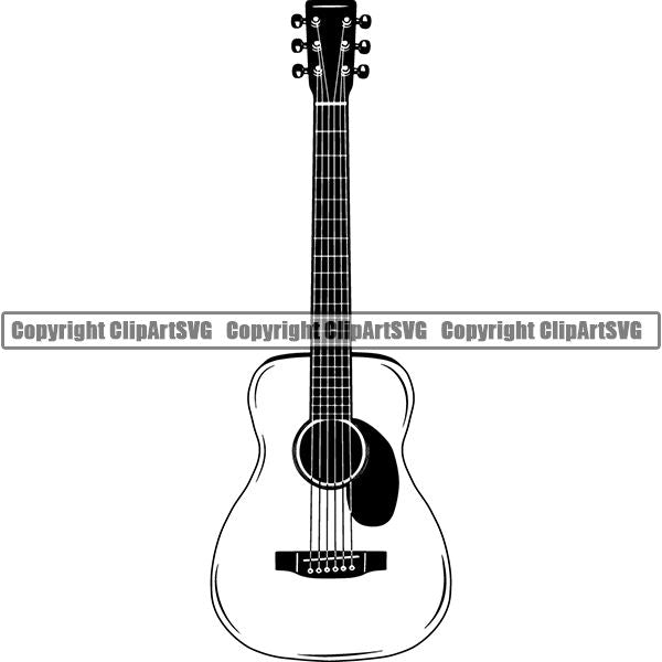 Music Musical Instrument Guitar Acoustic 6mm4d ClipArt SVG