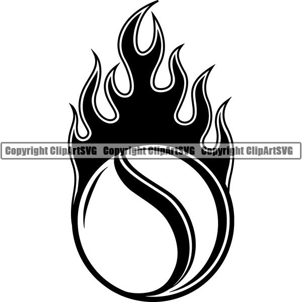 Sports Game Tennis Fire ClipArt SVG