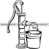 Hobby Gardening Hand Water Pump Bucket ClipArt SVG