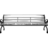 Occupation Gardening Wood Iron Bench ClipArt SVG