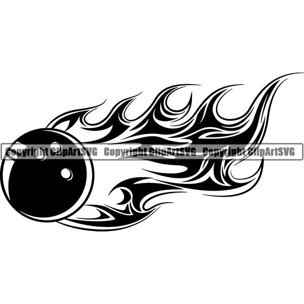 Sports Game Bowling Bowler Bowl Fire ClipArt SVG