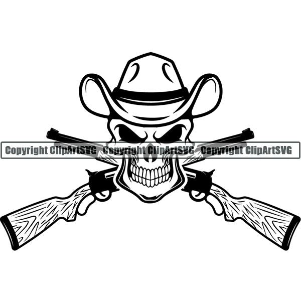 Occupation Cowboy Skull Rifle Crossed ClipArt SVG