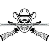 Occupation Cowboy Skull Rifle Crossed ClipArt SVG