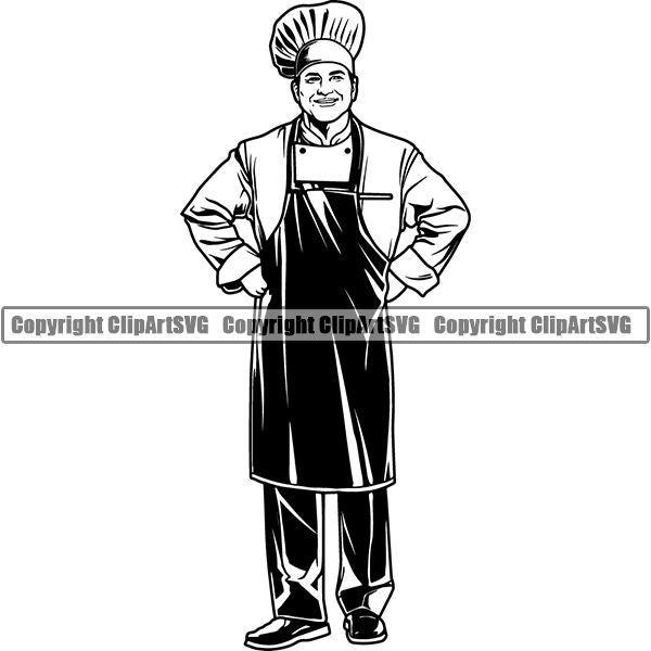 Cooking Baking Baker Chef Cook Uniform Hat ClipArt SVG