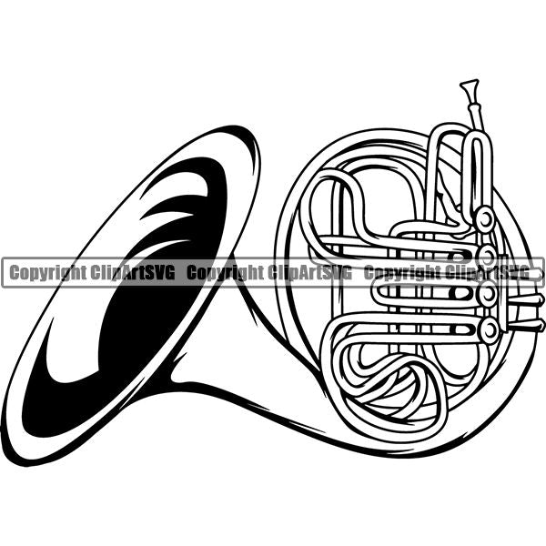 Music Musical Instrument French Horn fvvg ClipArt SVG