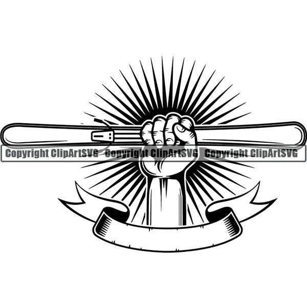 Sports Skiing Ski Snowboarding Snowboard Hand Sunburst Ribbon ClipArt SVG