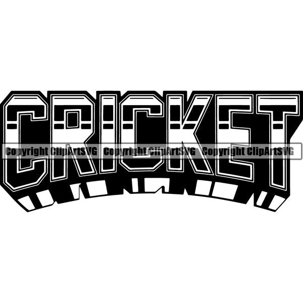 Sports Game Cricket Text ClipArt SVG