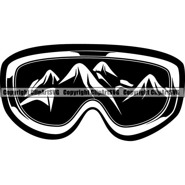 Sports Skiing Ski Snowboarding Snowboard Googles ClipArt SVG