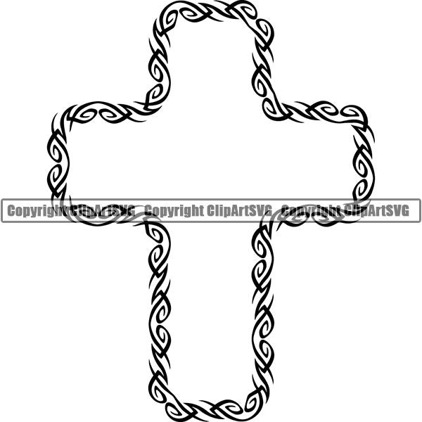 Viking Celtic Tribal Frame Border Design Element Cross ClipArt SVG